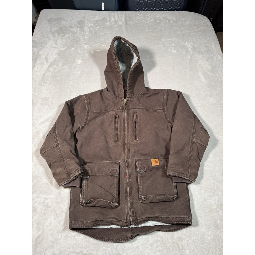 Vintage Carhartt C95 DKB Jacket Size Youth Large (Adult Small) Sherpa Lined